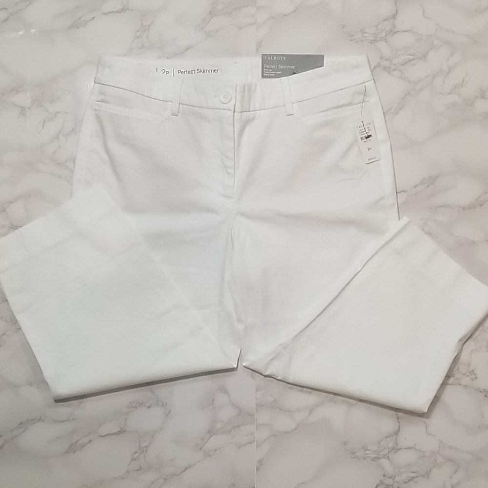 New Talbots White Perfect Skimmer Pants SZ 2P